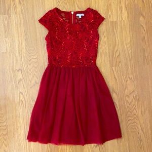 Red Lace Charlotte Russe XS Juniors Dress